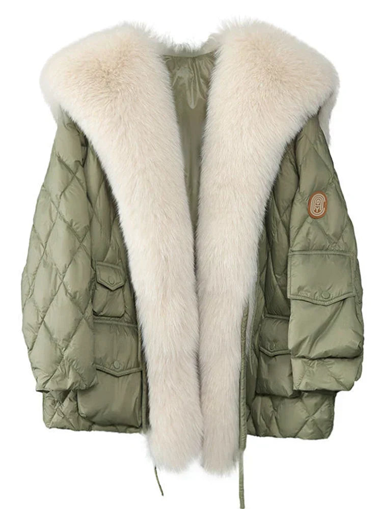 Luxus Jacke Pelz Kragen Elegant