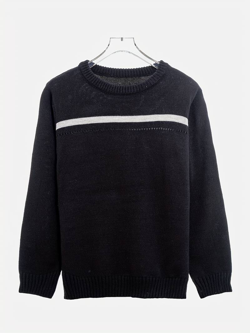 Herren Strickpullover Langarm Streifen Design - IdealeKleiden