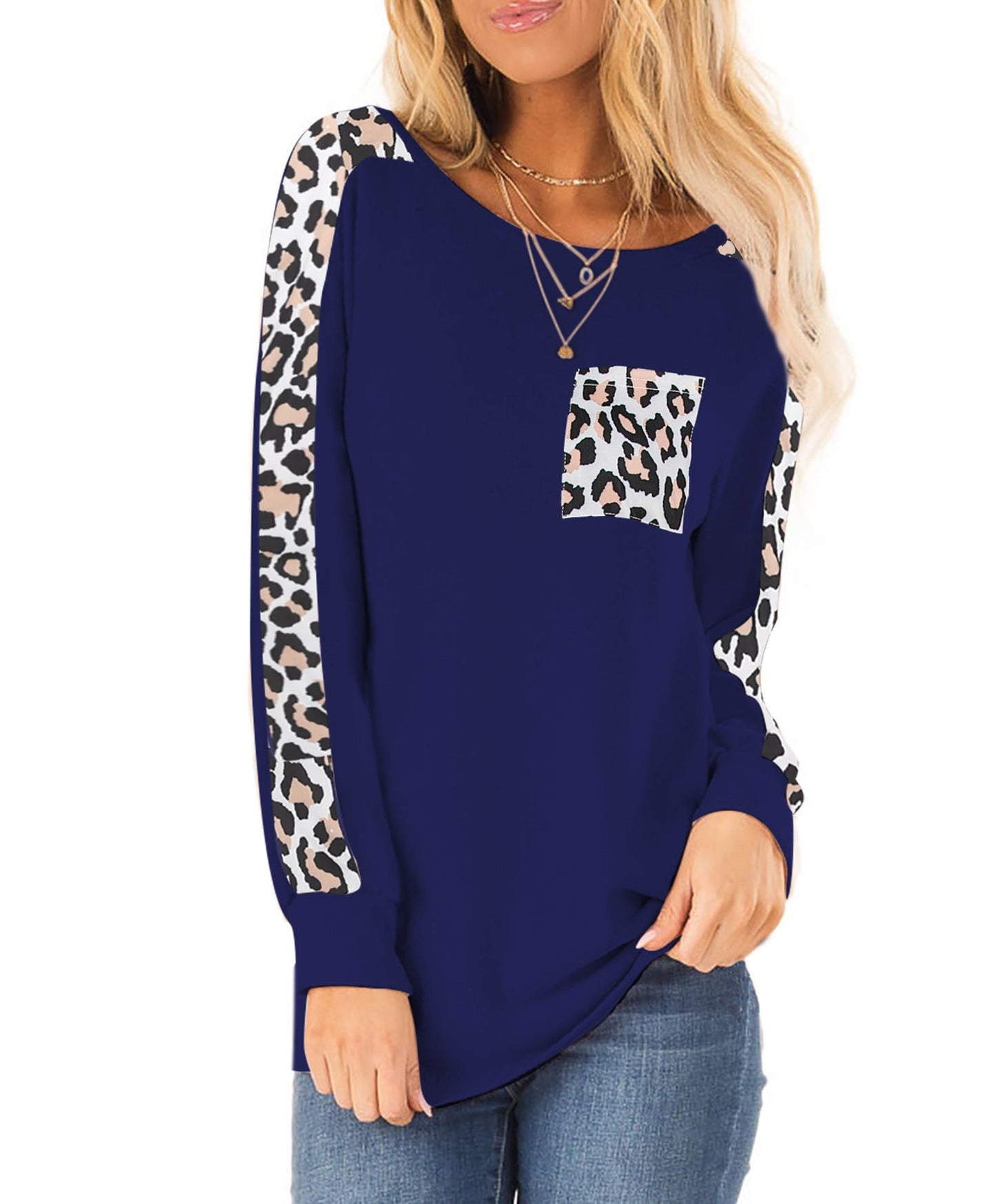 Damen Sweatshirt Leopardenmuster Trendy Style