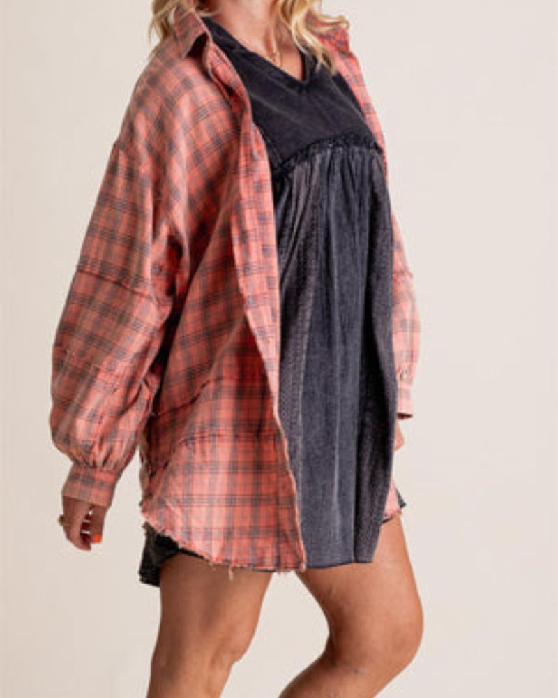 Stylische Frauenkleidung Flanell Übergröße