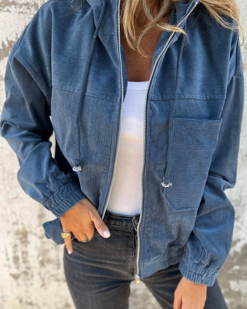 Herren Cordjacke Mit Kapuze