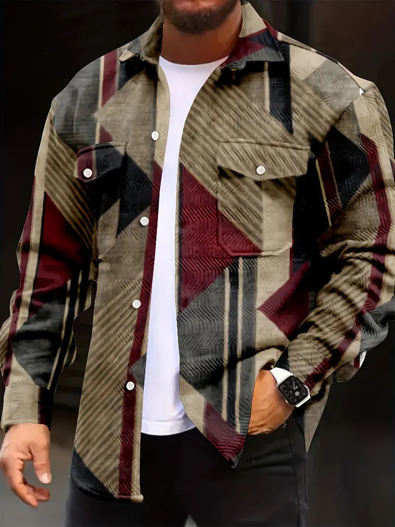 Herren Jacke Geometrisches Muster Modern - IdealeKleiden