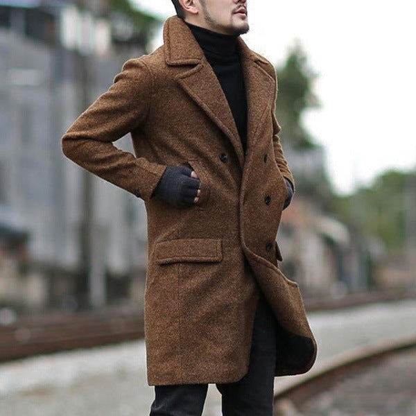 Herren Wollmantel Elegent Doppelreihen Knöpfe
