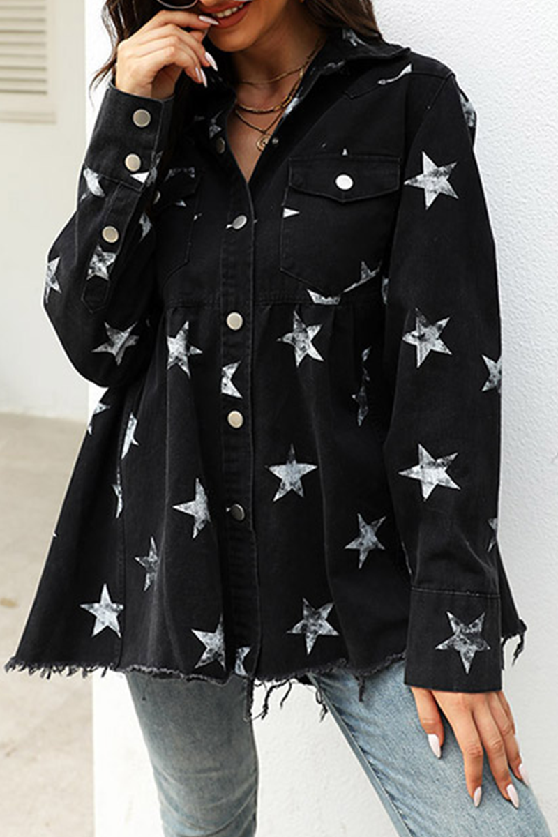 Stylische Denimjacke Mit Quasten Und Schnalle