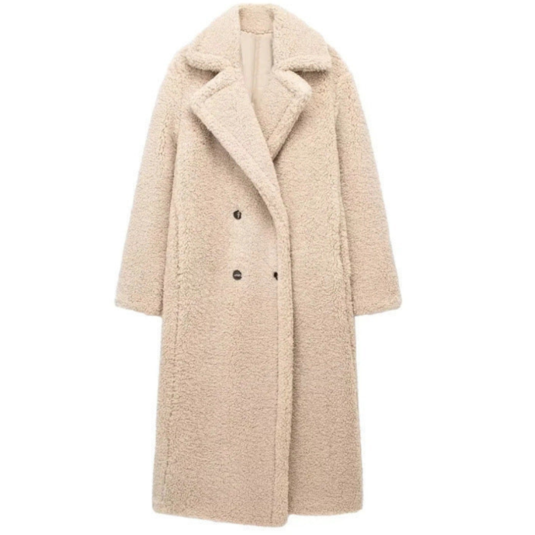 Elegante Damen Trenchcoat Lang Warm Winter