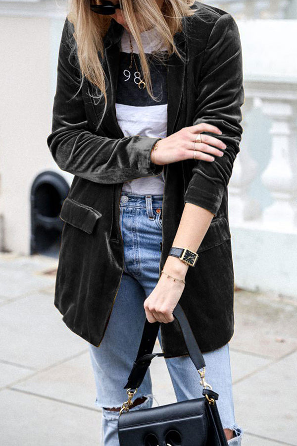 Stylischer Samt Blazer Damen Streetwear