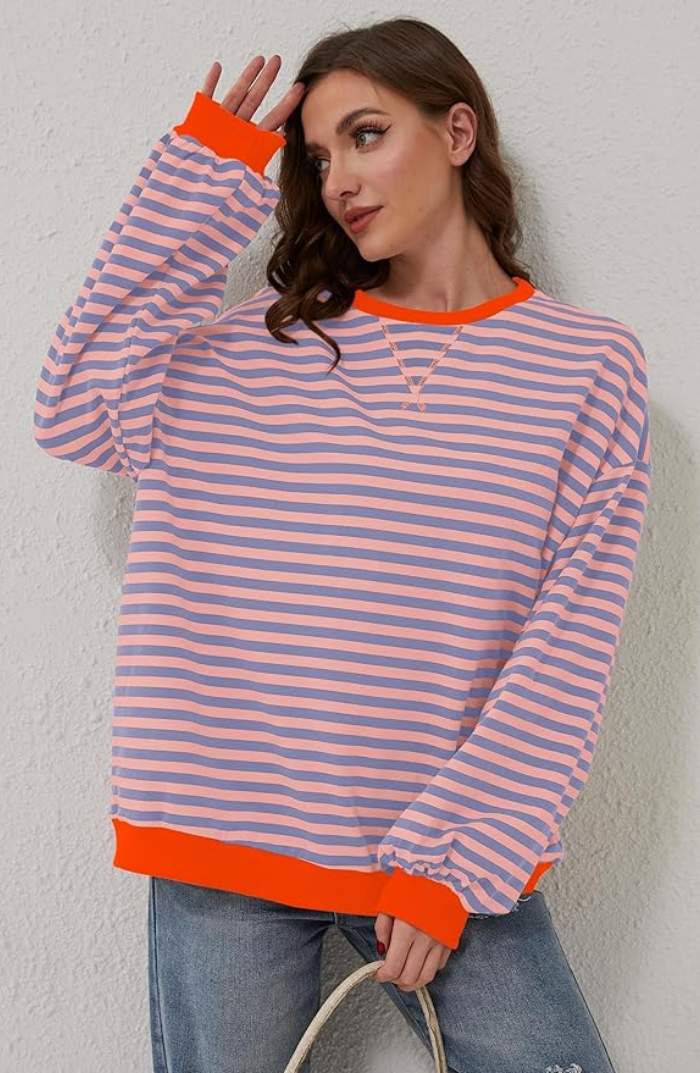 Modisches Damen-Sweatshirt Streifen Design