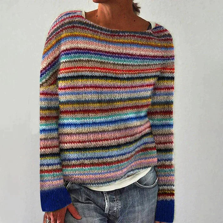 Stilvoller Streifen Pullover Langarm - IdealeKleiden