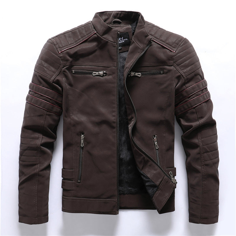Herren Lederjacke Bikerstyle Rot