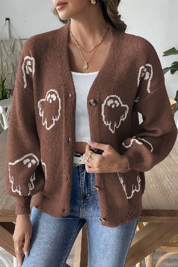 Cartoon Jacquard Jacke Bequem Lässig
