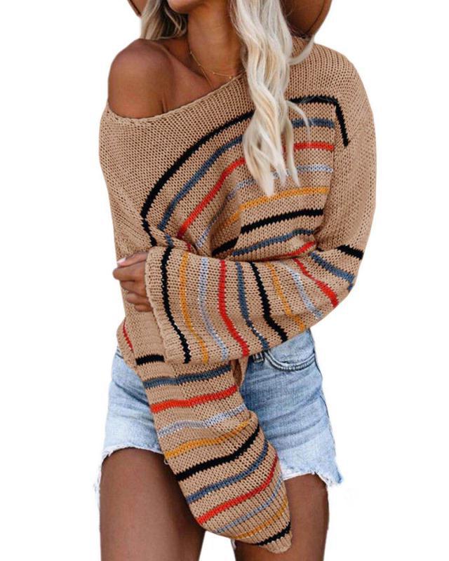 Damen Pullover Lässig Streifenmuster Trendy