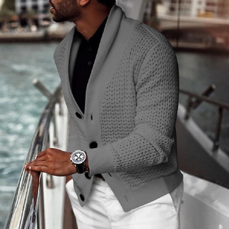 Herren Strickjacke Elegantes Design Schalkragen