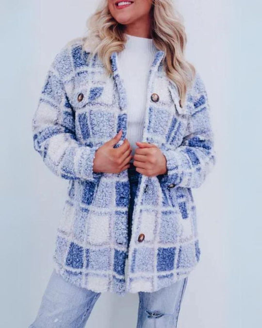 Karierte Herrenjacke Knopfleiste Vorne