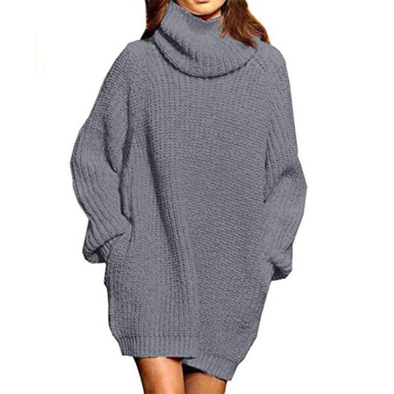 Damen Oversized Pullover Hochkragen Lässig Chic