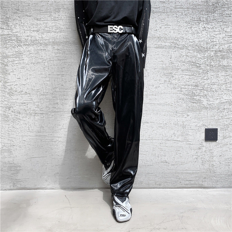 Herren Lackhose Elegante Hochzeitshose Schwarz - IdealeKleiden