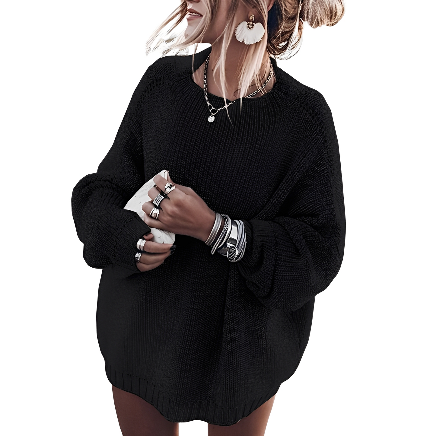 Damen Pullover Weites Grobstrick-Design