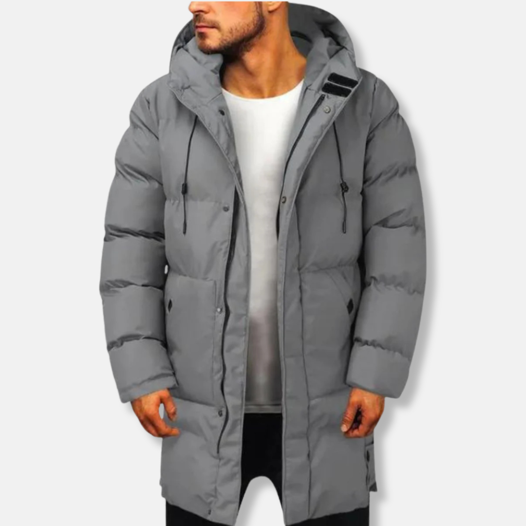 Warme Pufferjacke Mittel Länge Kapuze