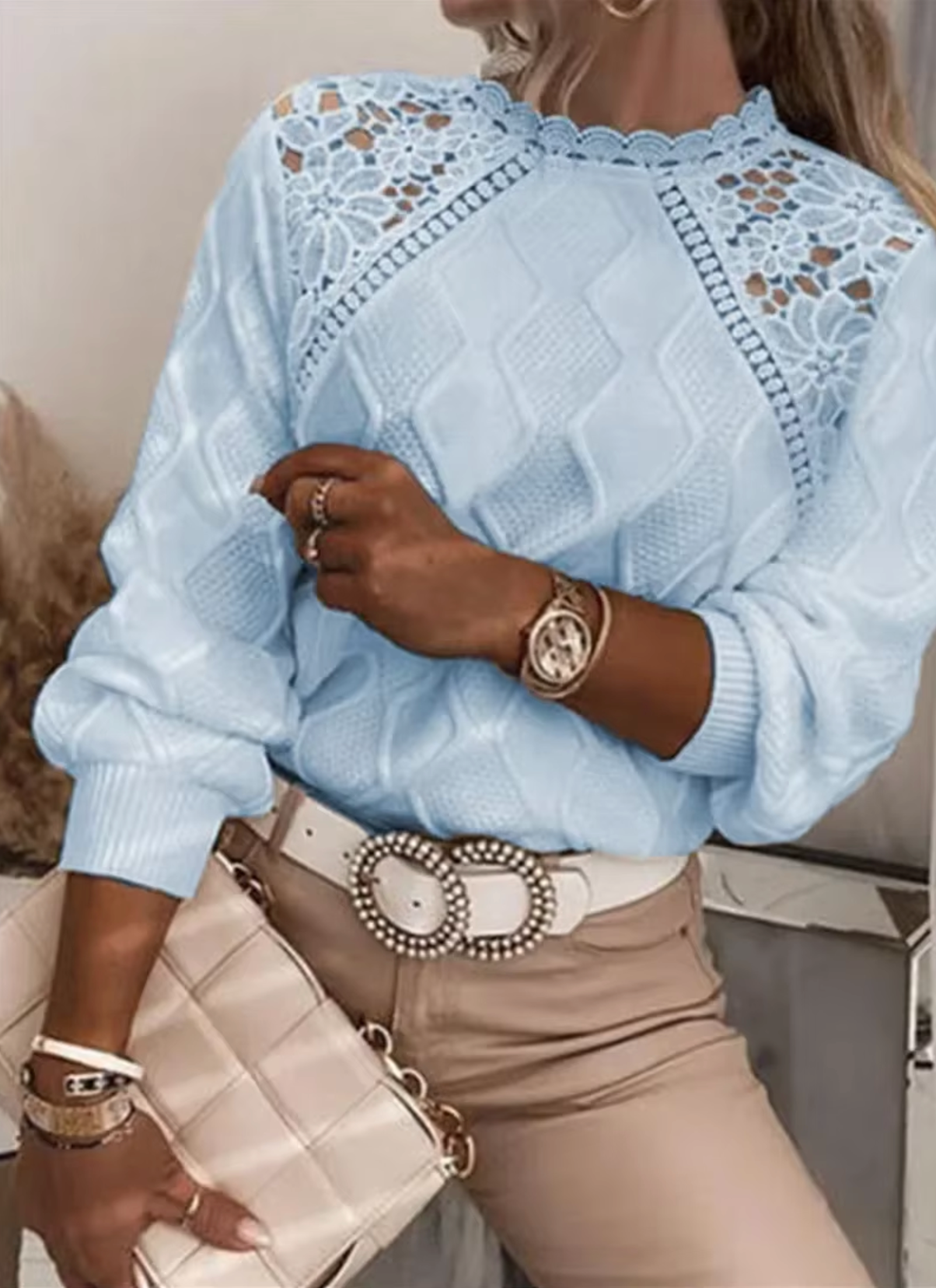 Spitze Pullover Elegant Strick