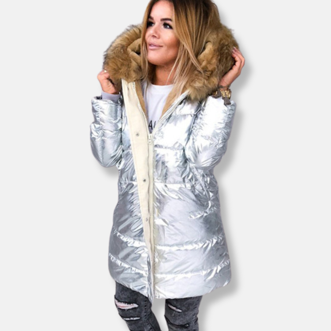 Warme Winterjacke Nylon Parka Fellbesatz