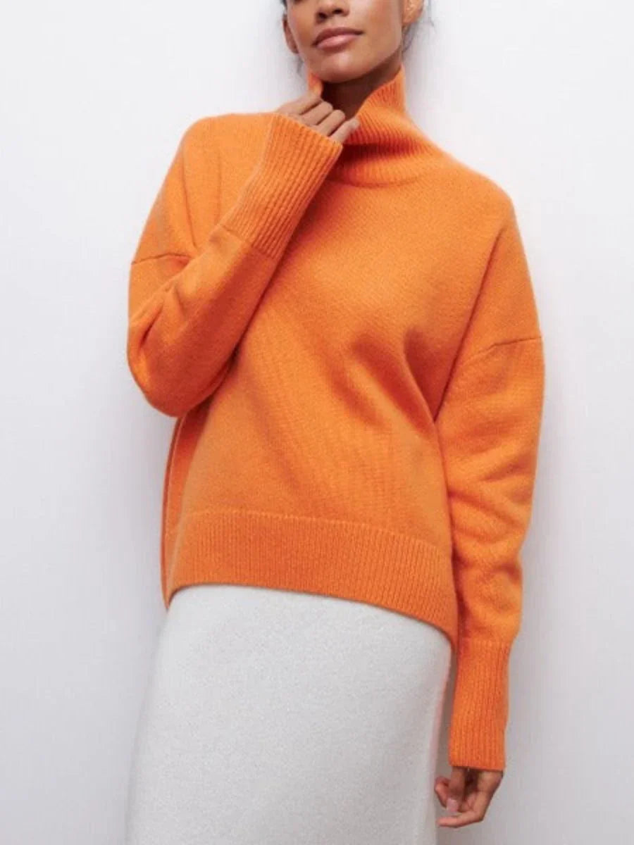 Großer Strickpullover Damen Stehkragen Modisch