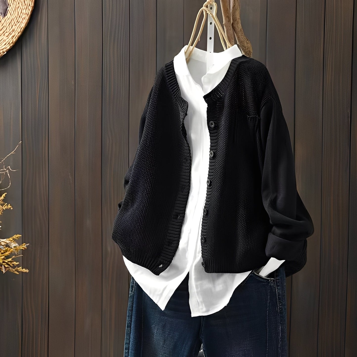 Elegante Strickjacke Damen Klassisch Geschnürt