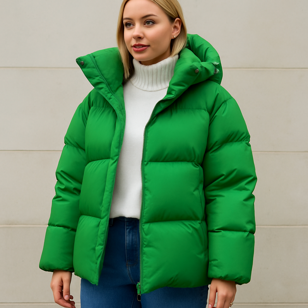 Damen Wintermantel Gepolstert Elegant Schnitt