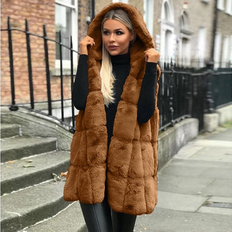 Damen Kapuzenpullover Lange Weste Modern