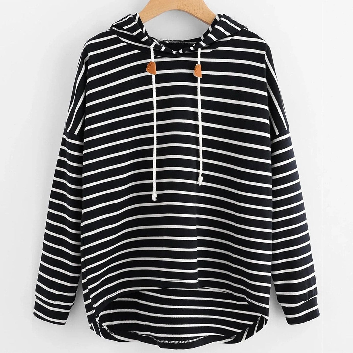 Kapuzenpullover Streifenmuster Bequem Locker
