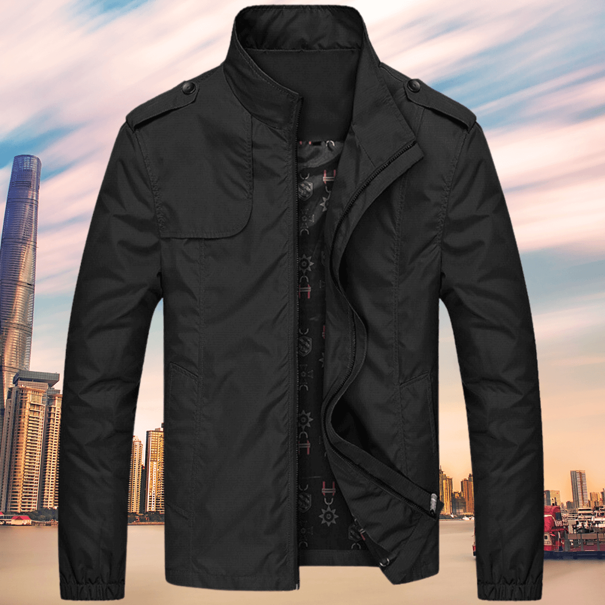 Herren Herbstjacke Oxford Stil Kragen