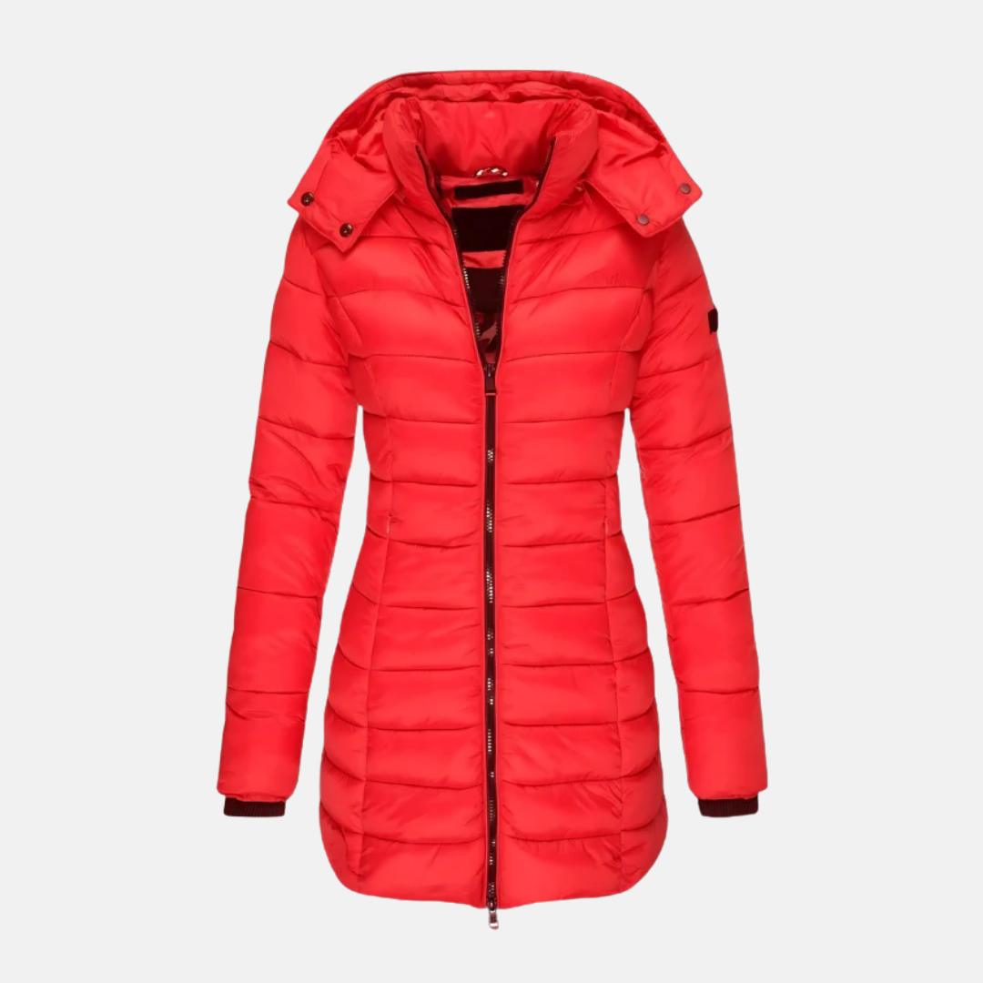 Winterjacke Damen Slim Fit Gepolstert Mit Kapuze