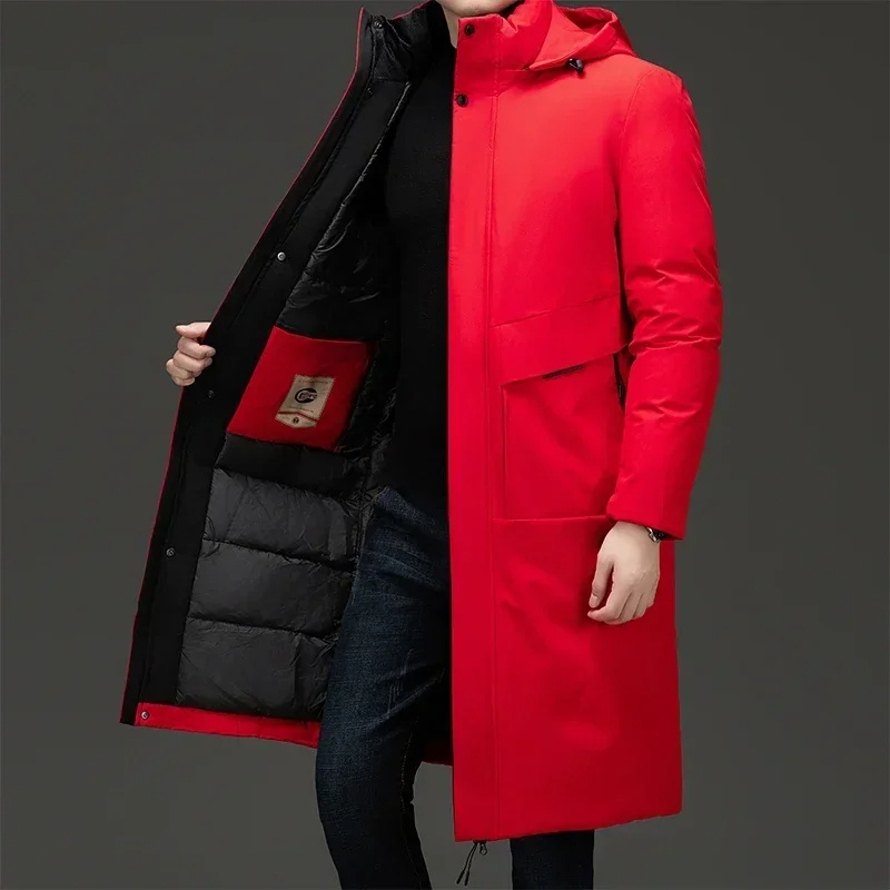 Herren Longline Parka Warm Isoliert Kapuze