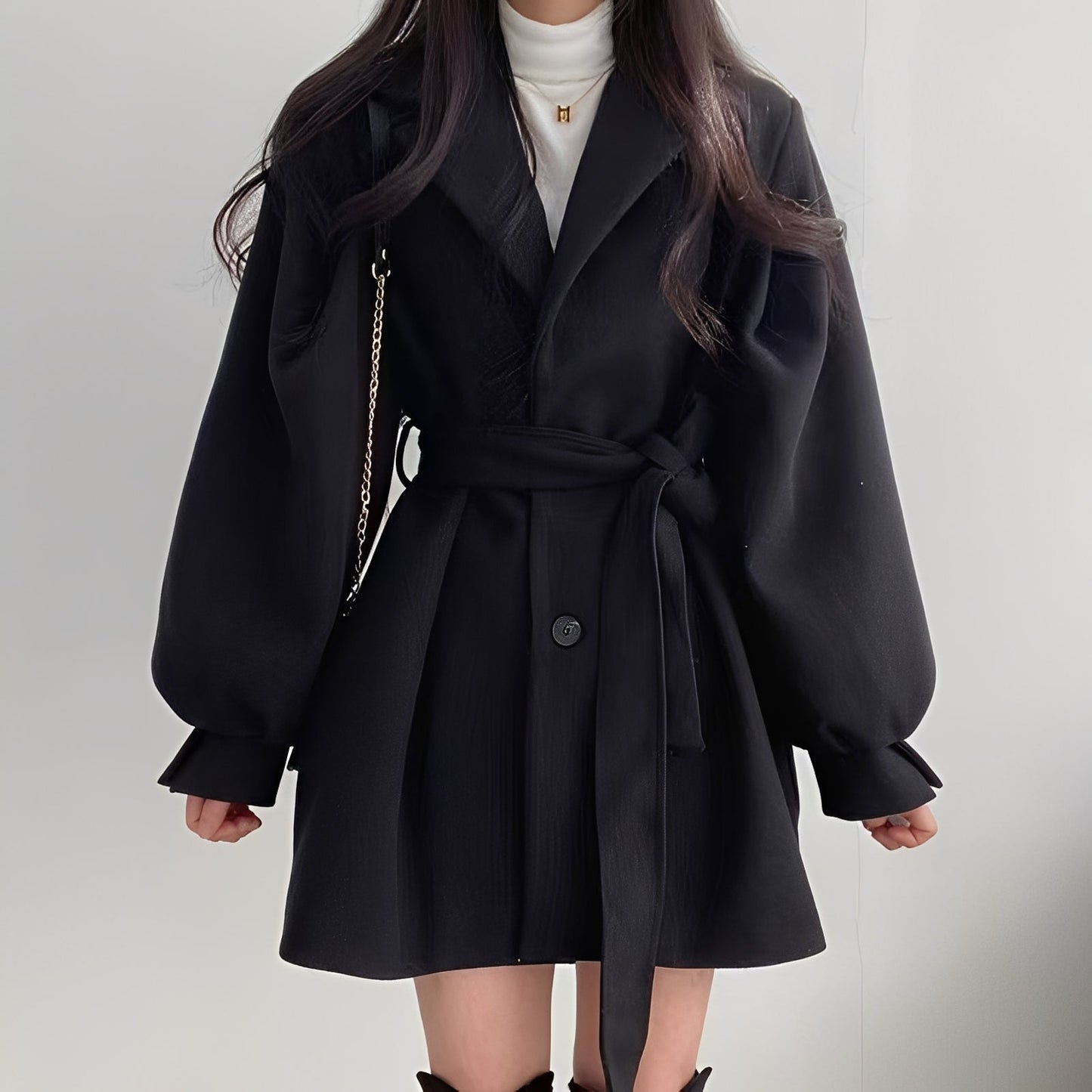 Eleganter Damen Wollmantel Mittellang