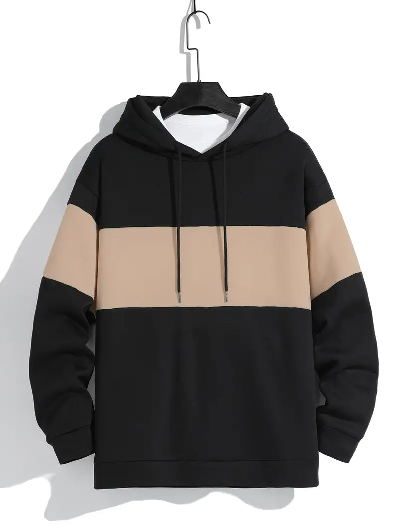 Herren Hoodie Langarm Kontrastkapuze Modern