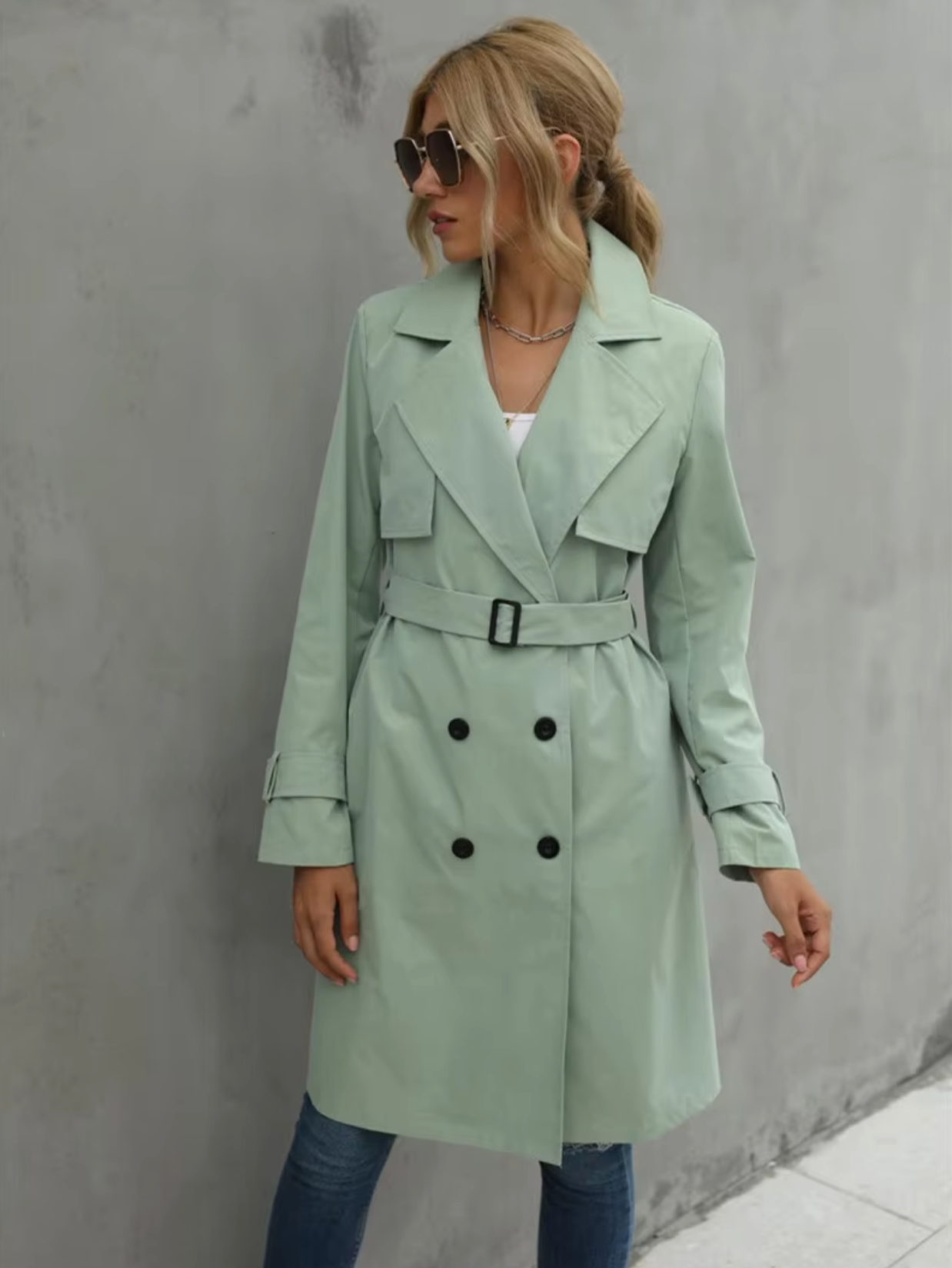 Eleganter Trenchcoat Lang Damen Mantel
