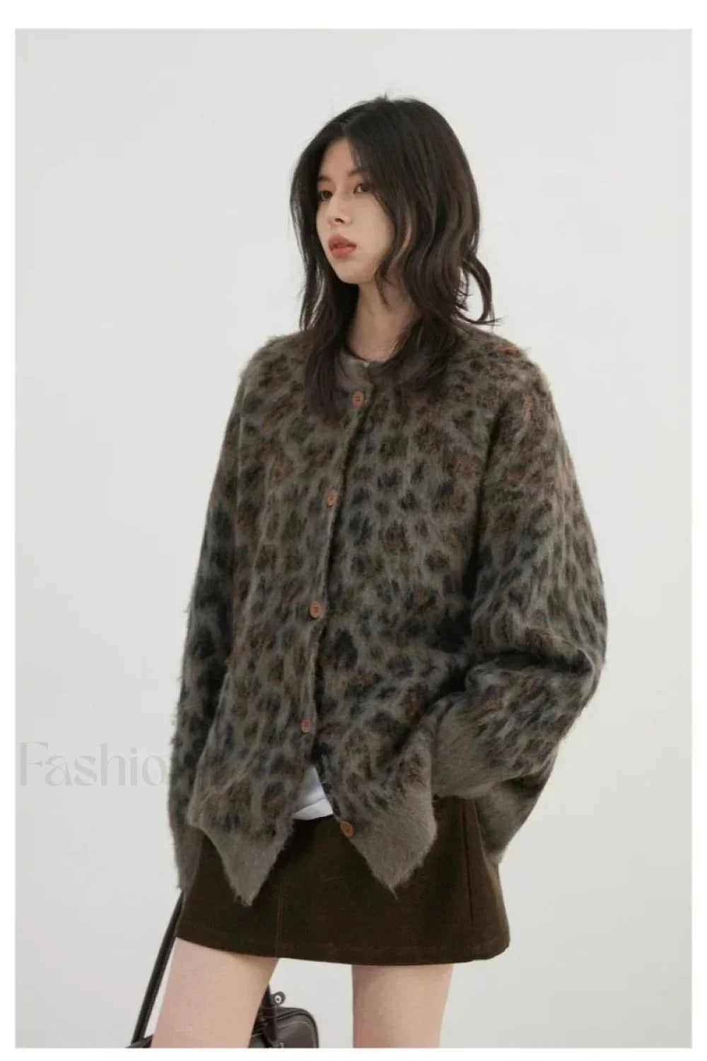 Stilvolle Strickjacke Leopardenmuster Elegantes Design - IdealeKleiden