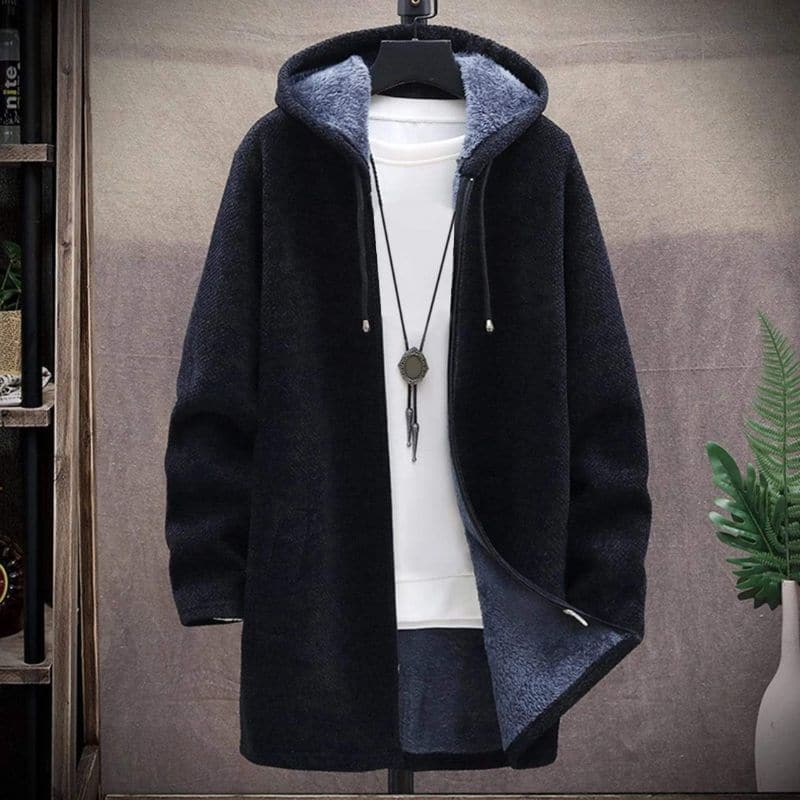 Warme Winterjacke mit Kapuze und Reißverschluss