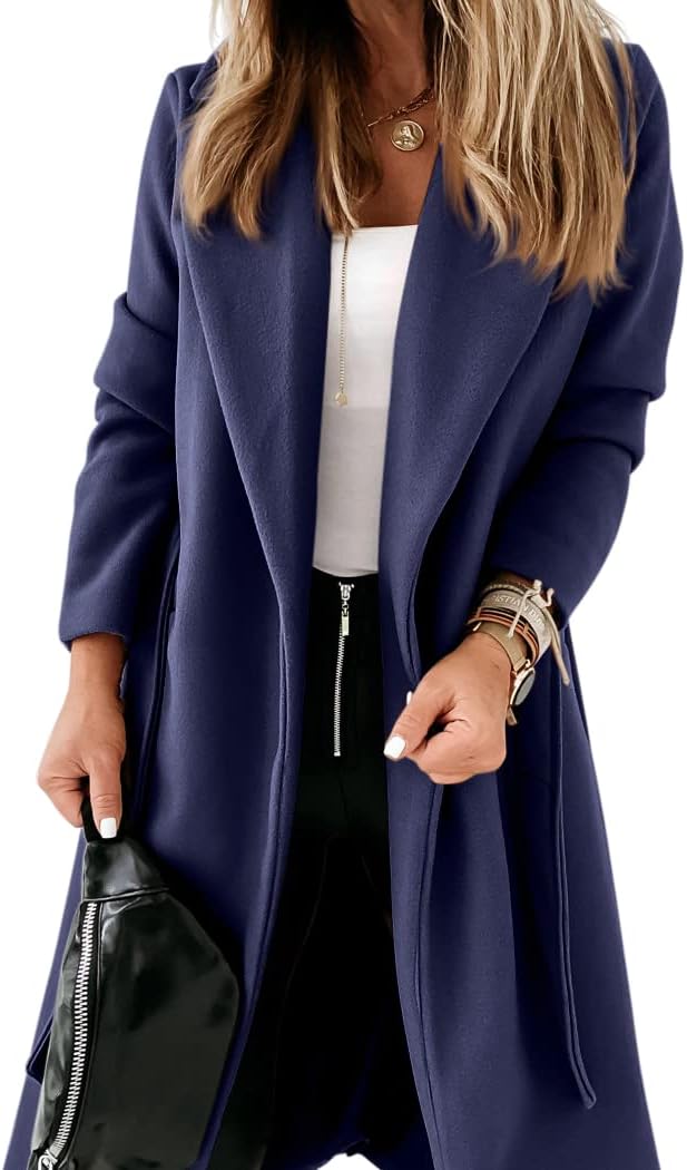 Damen Mantel Elegant Reverskragen Offen
