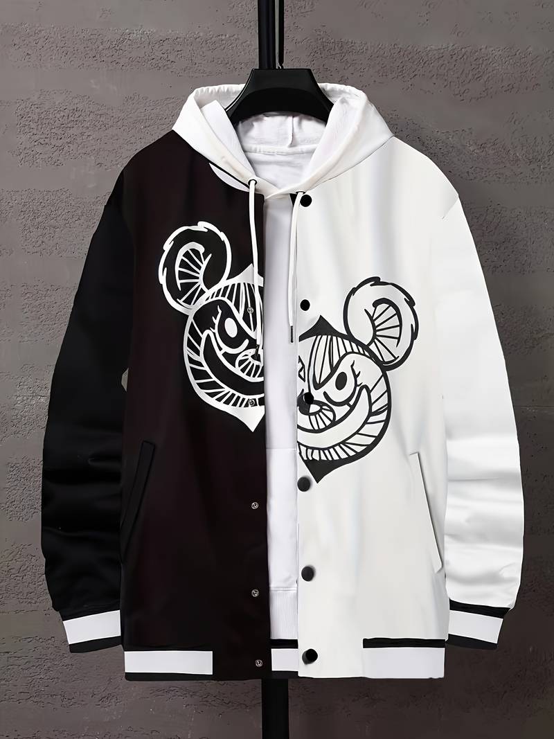 Herren Baseballjacke Kapuze Sportlich - IdealeKleiden
