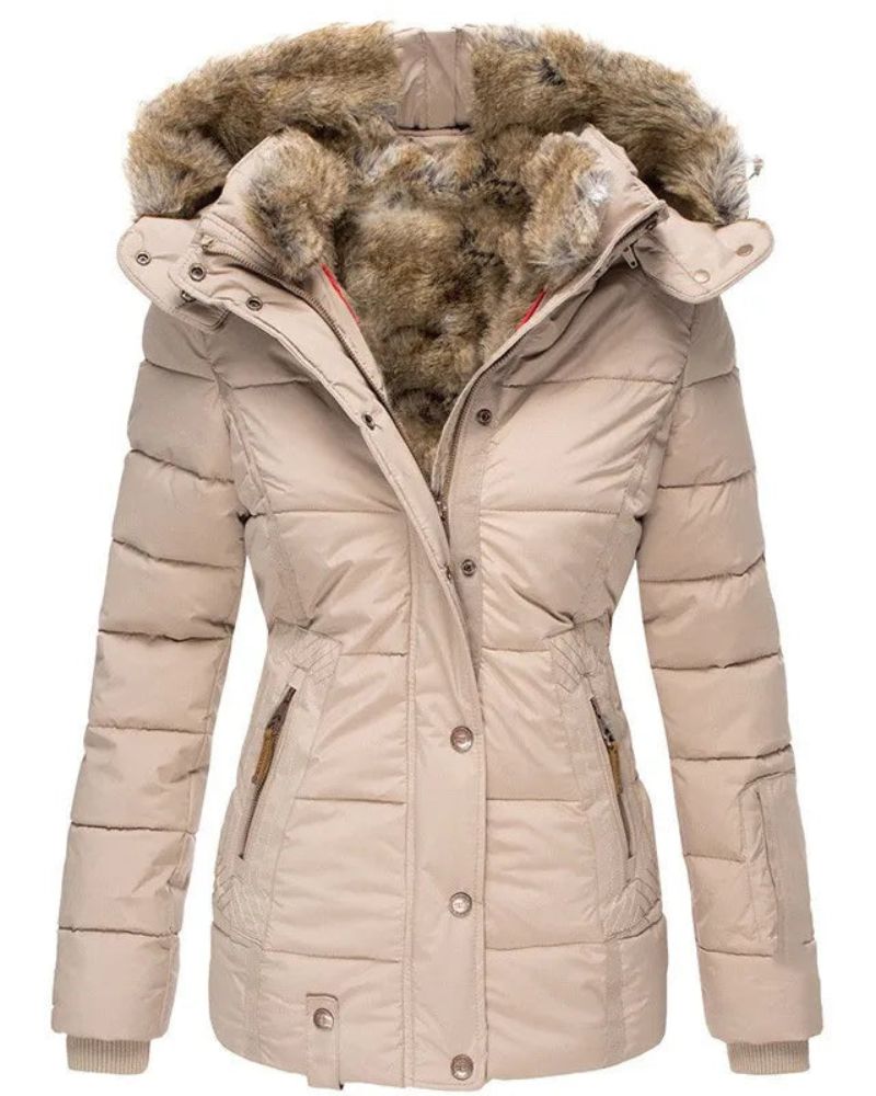 Wintermantel Damen Fellfüllung Warm