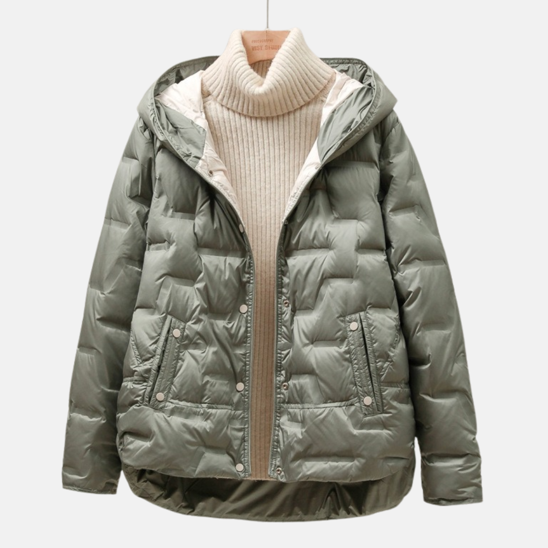 Winterjacke Puff Gequiltet Abnehmbarer Hood