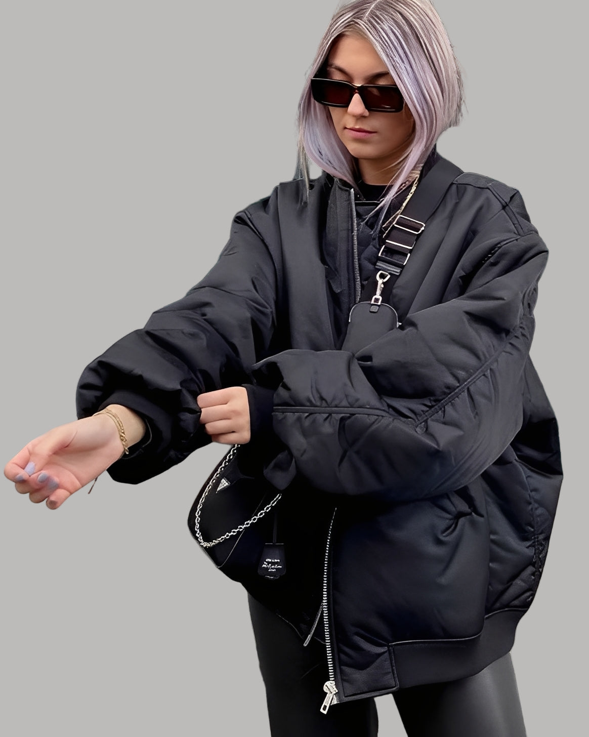 Moderne Frauen Bomberjacke Oversized Stil