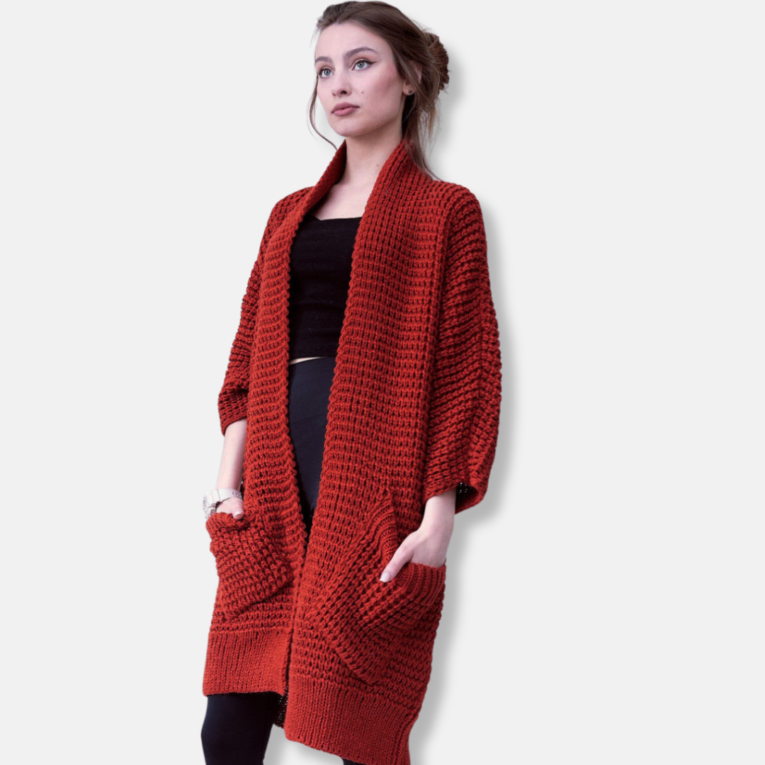 Großer Strickmantel Oversized Offene Vorderseite