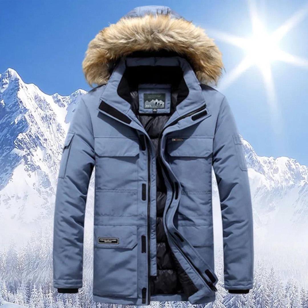 Herren Parka Winterjacke mit Pelz Kragen