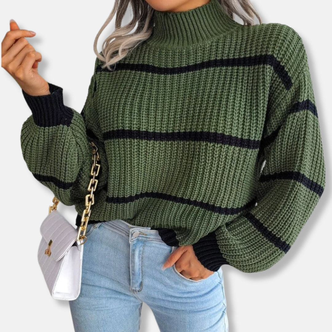 Strickpullover Weich Gestreift Klassisch Lockere Passform