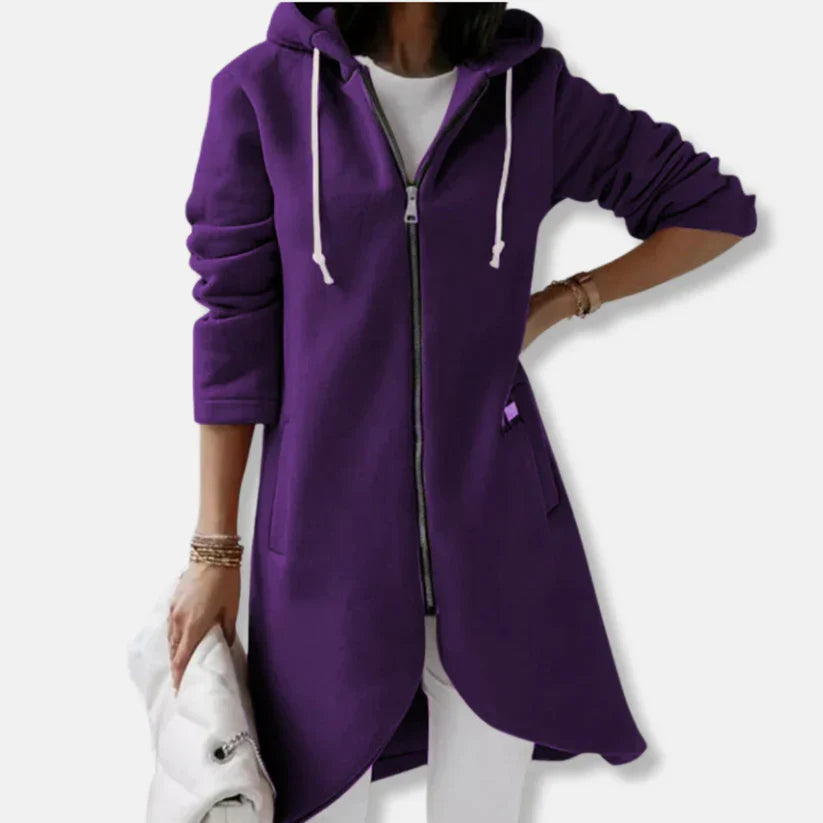 Lockere Sweatjacke Mit Kapuze Und Reißverschluss