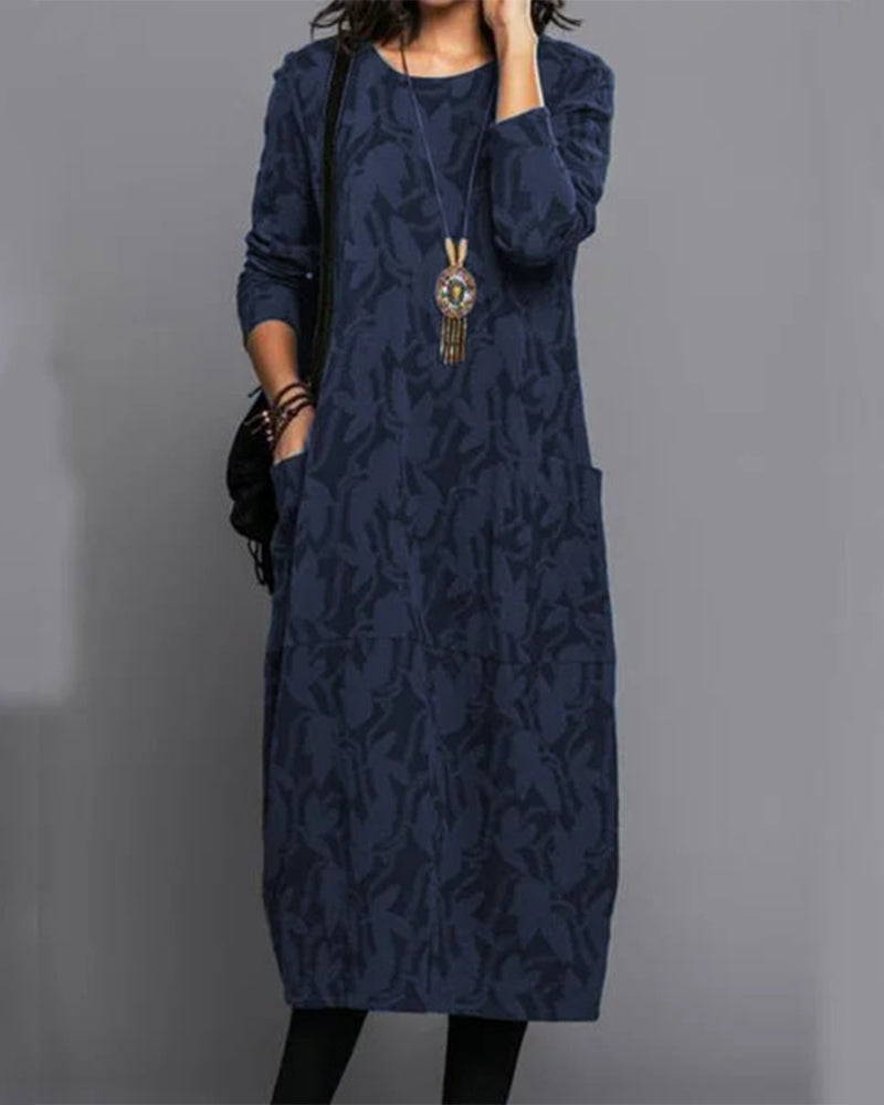 Elegantes Langarm-Kleid mit Taschen