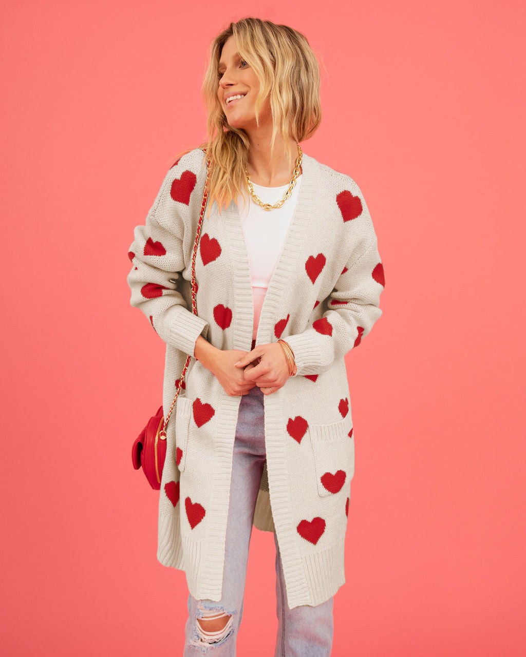 Erdbeer Cardigan Offen Frühling Stil