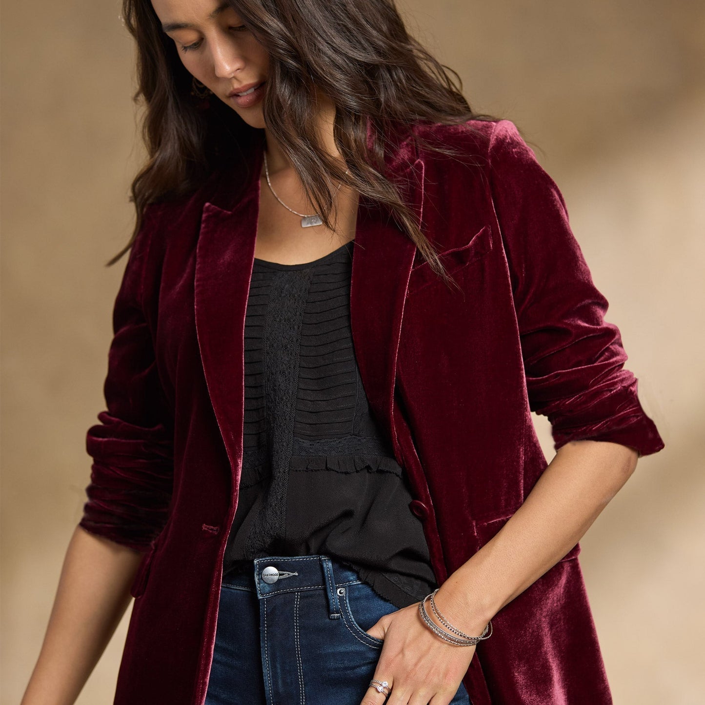 Herbstjacke Samt Damenjacke Gestickt