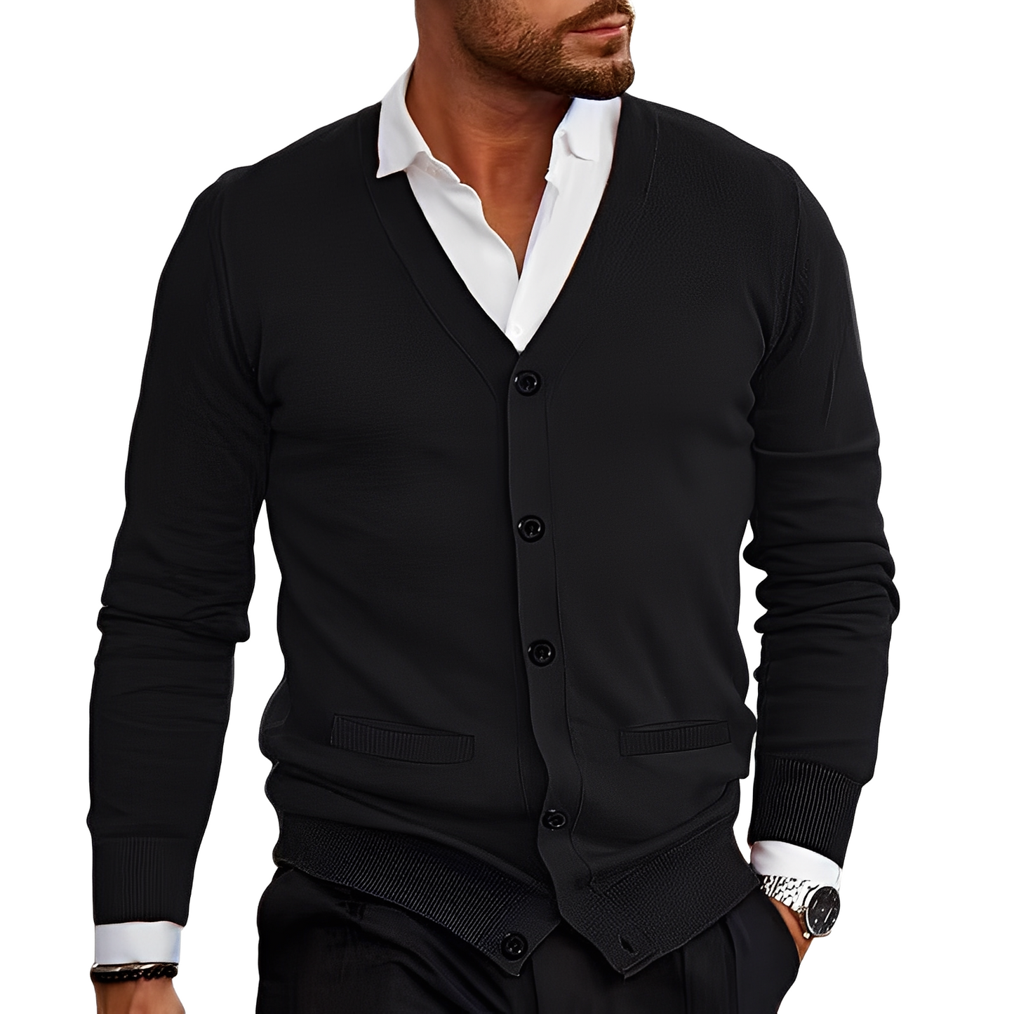 Bequemer Herren Cardigan Elegant Schwarz