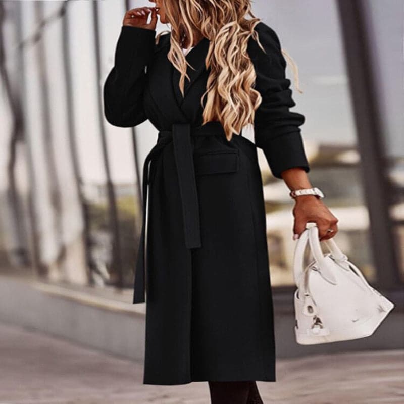 Eleganter Trenchcoat Damen Lang Mantel Klassisch